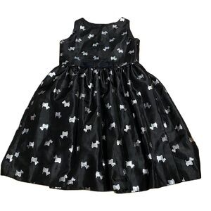 Gymboree Scottie Scottish Dog Dress Sz 10 Bow Black Silver Sleeveless